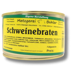 Schweinebraten mit Soße aus der Dose Fertiggericht Fleischkonserve 400g, 800g