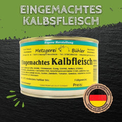 Eingemachtes Kalbfleisch 600g Fertiggericht in der Dose Fleischkonserve Metzger