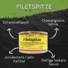 Filetspitzen in Champignon Sahne Sauce Hausmacher Fertiggericht 400g, 800g