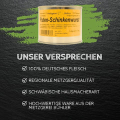 Puten Schinkenwurst 190g Dosenwurst Wurstkonserve Metzgerei Bühler vom Truthan