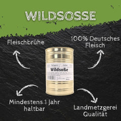 Hausgemachte Wildsoße Fleischbrühe Wildsauce 400g Fertiggericht Soße in der Dose