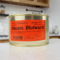 Hausmacher Blutwurst Dosenwurst 120g-400g - Wurstkonserve | Metzgerei Bühler