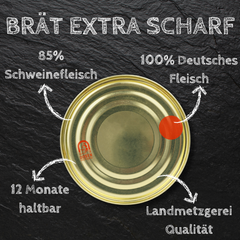 ️Brät Extra Scharf Dosenwurst 120g-400g - Wurstkonserve | Metzgerei Bühler