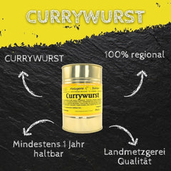 Currywurst in der Dose Konserve Curry Gourmet Fertiggericht mit Currywurst Soße