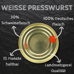 Weiße Presswurst / Sülze Dosenwurst 200g-400g Wurstkonserve | Metzgerei Bühler