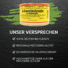 Schweinelende in Rahmsoße, Fertiggerichte in der Dose Gourmet Fleisch 400g, 800g