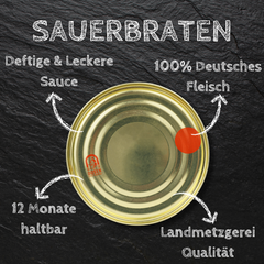 Schwäbischer Sauerbraten in der Dose 400g - 800g Fertiggericht aus der Metzgerei