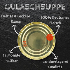 Ungarische Gulaschsuppe Fertiggericht Rindergulasch Gulasch in Dosen Konserve