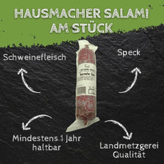 Hausmacher Salami am Stück 250g aus Schweinefleisch und Speck