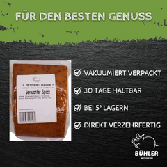 Durchwachsener Speck Geräucherter am Stück, Frühstücksspeck vom Schwein 300g