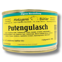 Putengulasch 400g Fertiggericht in der Dose Gourmet Fleischkonserve Pute