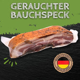 Bauchspeck geräucherter Schweinebauch gepökelt, gerauchter Bauch 400g am Stück
