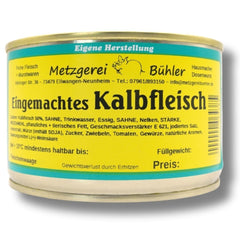 Eingemachtes Kalbfleisch 600g Fertiggericht in der Dose Fleischkonserve Metzger