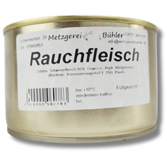 Rauchfleisch in der Dose Dosenwurst 220g-400g Wurstkonserve | Metzgerei Bühler