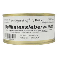 Delikates Leberwurst Dosenwurst 120g-200g - Wurstkonserve | Metzgerei Bühler