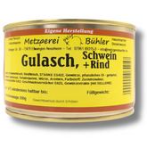 Gulasch Fertiggericht mit Schweinefleisch Rindfleisch Gourmet Fleischkonserve