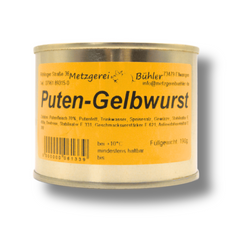Puten Gelbwurst 190g Dosenwurst Wurstkonserve Metzgerei Bühler Putenfleisch