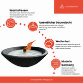 Schwabenfire große Outdoorkerze aus Terrakotta mit Dauerdocht Grau 100% handgemachte Kerze Made in Germany wetterfeste outdoor Kerzen