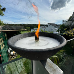 Schwabenfire große Outdoorkerze aus Terrakotta mit Dauerdocht Grau 100% handgemachte Kerze Made in Germany wetterfeste outdoor Kerzen