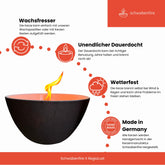 Schwabenfire Terrakotta Outdoorkerze Anthrazit – Elegante Dauerdocht Gartenkerze, Ideal als Frauengeschenk, Ø 23 cm große outdoor kerzen