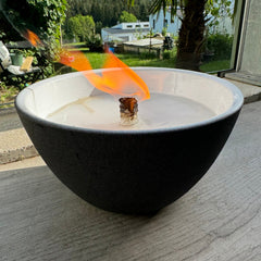 Schwabenfire Terrakotta Outdoorkerze Anthrazit – Elegante Dauerdocht Gartenkerze, Ideal als Frauengeschenk, Ø 23 cm große outdoor kerzen