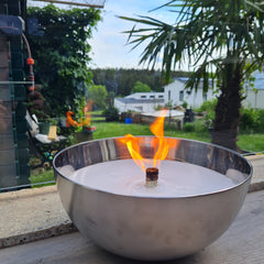 Schwabenfire Edelstahl Outdoorkerze – Große Gartenkerze mit Unendlichem Docht, Geschenk für Frauen, Ø 28,5 cm grosse outdoorkerzen