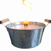 Schwabenfire Kleine Outdoor mit Dauerdocht Kerze in Zink-Schale mit Henkel, 16,5cm Durchmesser, Leicht & Stabil Stimmungsvolles Geschenk