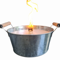 Schwabenfire Kleine Outdoor mit Dauerdocht Kerze in Zink-Schale mit Henkel, 16,5cm Durchmesser, Leicht & Stabil Stimmungsvolles Geschenk