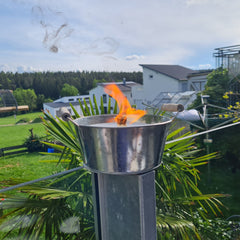 Schwabenfire Kleine Outdoor mit Dauerdocht Kerze in Zink-Schale mit Henkel, 16,5cm Durchmesser, Leicht & Stabil Stimmungsvolles Geschenk