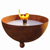 Schwabenfire Outdoorkerze mit Dauerdocht in Edelrost Metallschale kerzendeko Geburtstagsgeschenk für Frauen wiederverwendbar