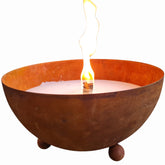 Schwabenfire Outdoorkerze mit Dauerdocht in Edelrost Metallschale Wiederverwendbar kerzen deko outdoor kerzen Geschenke für Frauen Garten