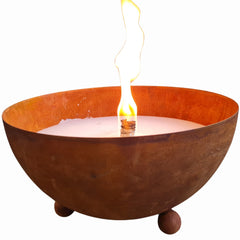 Schwabenfire Outdoorkerze mit Dauerdocht in Edelrost Metallschale Wiederverwendbar kerzen deko outdoor kerzen Geschenke für Frauen Garten