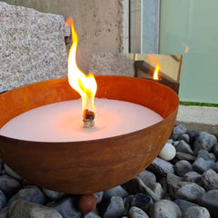 Schwabenfire Outdoorkerze mit Dauerdocht in Edelrost Metallschale Wiederverwendbar kerzen deko outdoor kerzen Geschenke für Frauen Garten