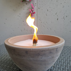 Schwabenfire Outdoorkerze aus Terrakotta mit Dauerdocht Grau Braun Wetterfeste outdoorkerzen Wiederverwendbar Handgemacht Made in Germany