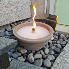 Schwabenfire Outdoorkerze aus Terrakotta mit Dauerdocht Grau Braun Wetterfeste outdoorkerzen Wiederverwendbar Handgemacht Made in Germany