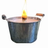 Schwabenfire Große Outdoor Kerze mit Dauerdocht in Zink-Schale mit Henkel, 20cm, Stabil, Wiederverwendbar, Ideal für Gartendeko