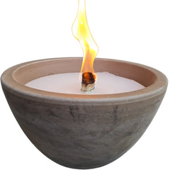Schwabenfire Outdoorkerze aus Terrakotta mit Dauerdocht Grau Braun Wetterfeste outdoorkerzen Wiederverwendbar Handgemacht Made in Germany