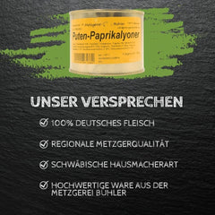 Puten Paprikalyoner 190g Dosenwurst Wurstkonserve Metzgerei Bühler Putenfleisch