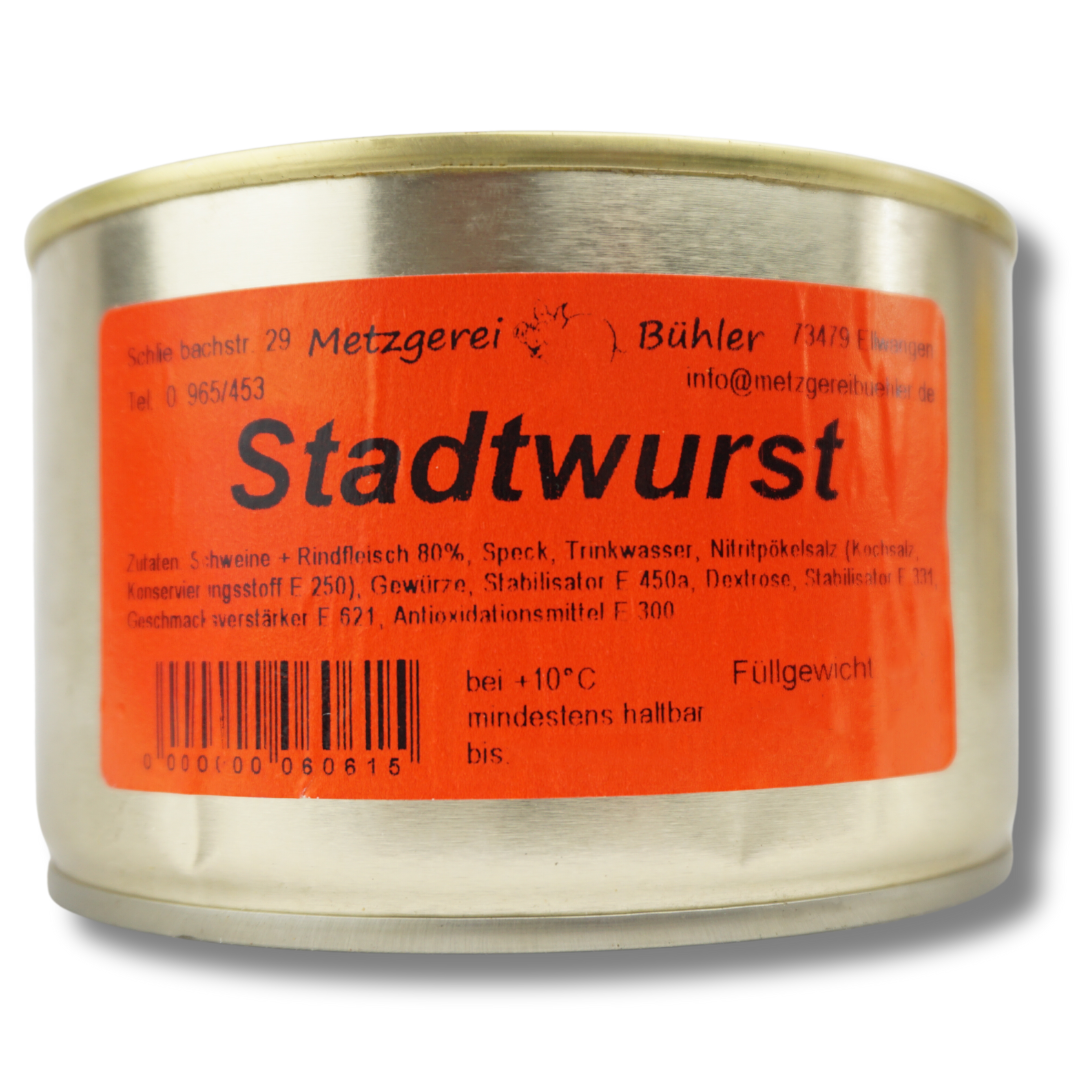Schwäbische Stadtwurst Dosenwurst 200g-300g Wurstkonserve | Metzgerei Bühler