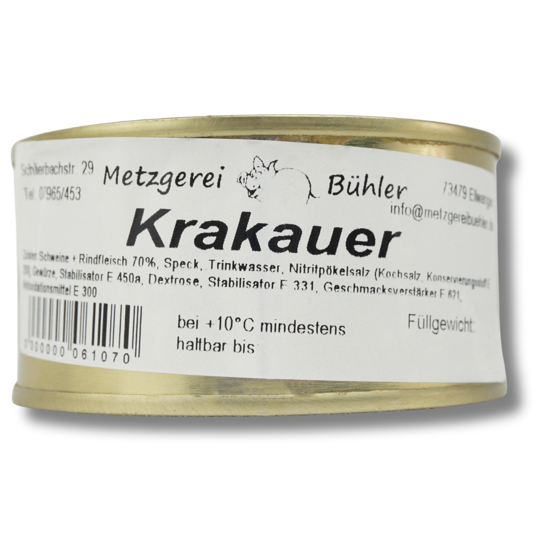 Krakauer in der Dose Dosenwurst 120g Wurstkonserve | Metzgerei Bühler