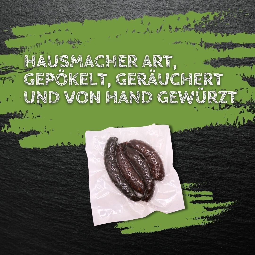 Kaminwurz, Wurst 4 mal Würstchen, Schweinefleisch und Rindfleisch 150g Fleisch
