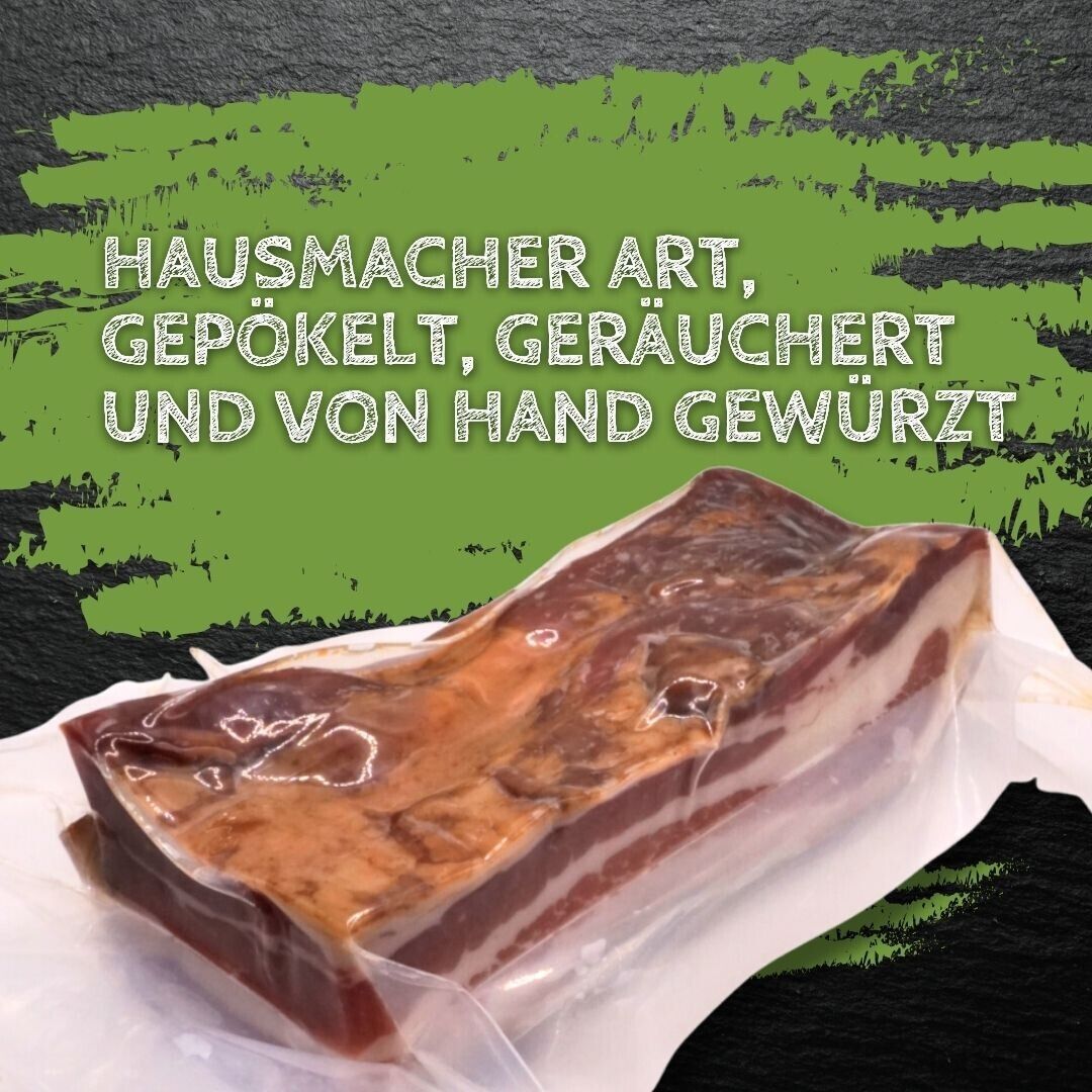 Original Schwarzwälder Bauchspeck 400g Stück Vesperscheibe geraucht und gepökelt