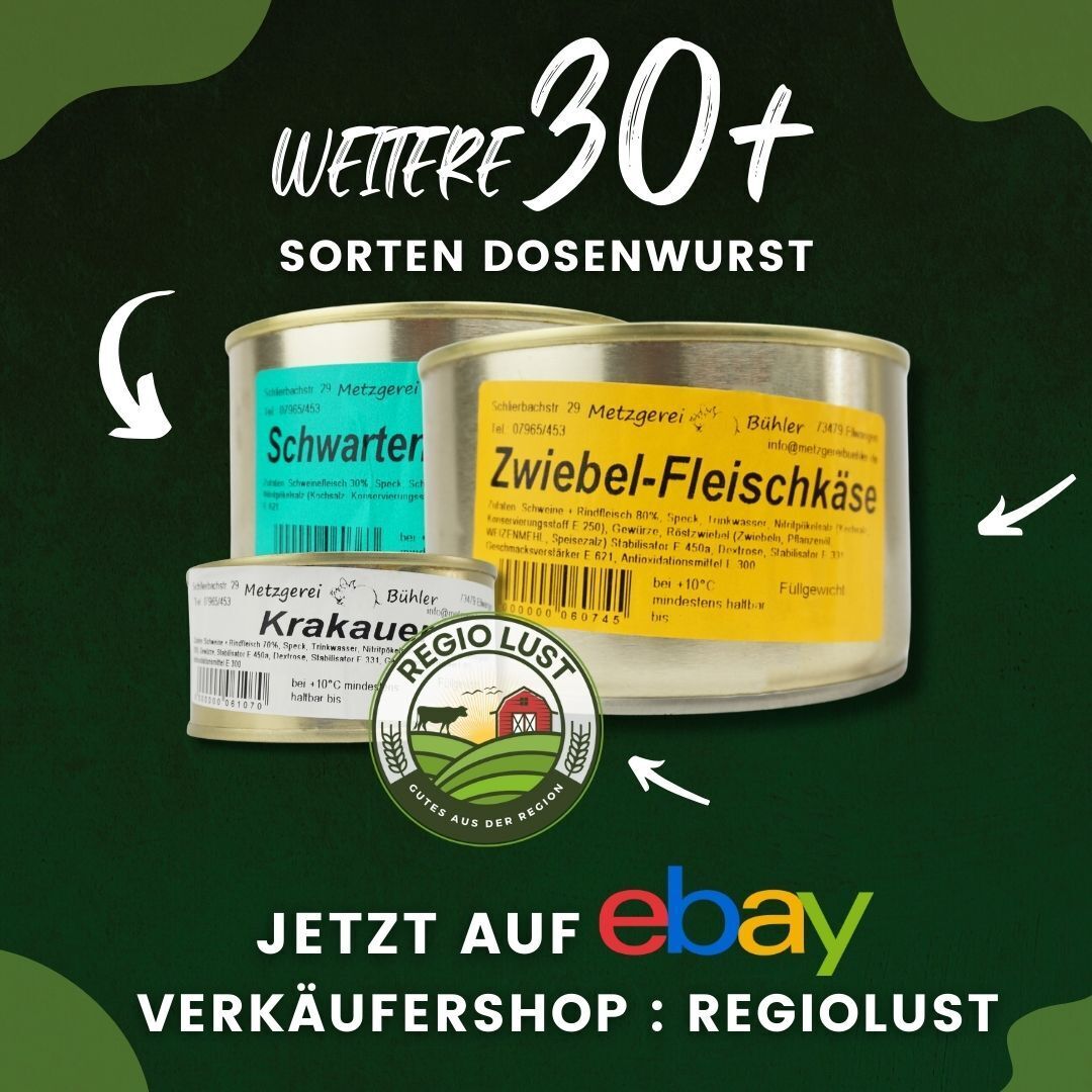 Bayrische Bierwurst Dosenwurst 190g-400g - Wurstkonserve | Metzgerei Bühler