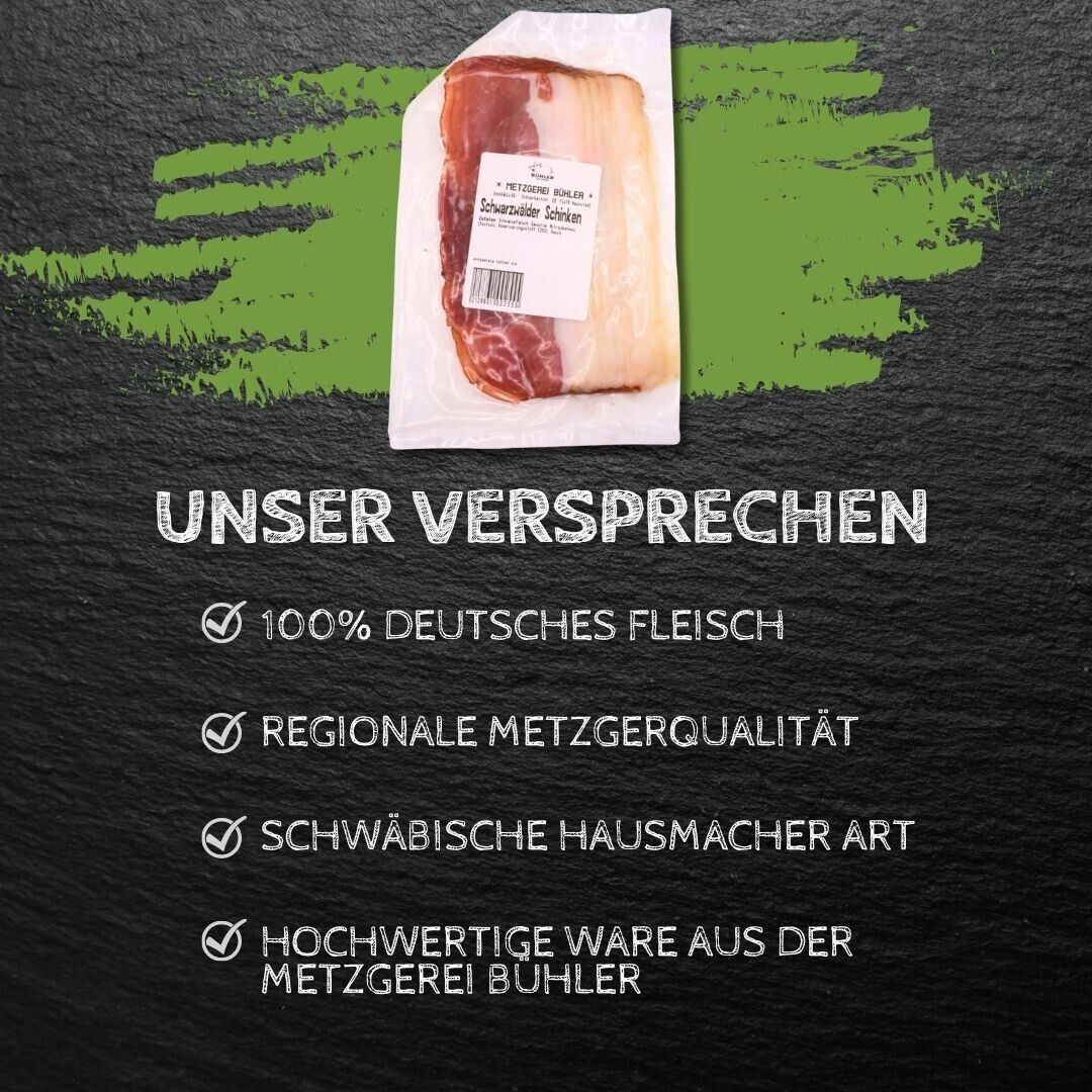 Schwarzwälder Schinken 130g geschnitten Räucherschinken für Brotzeit vom Schwein