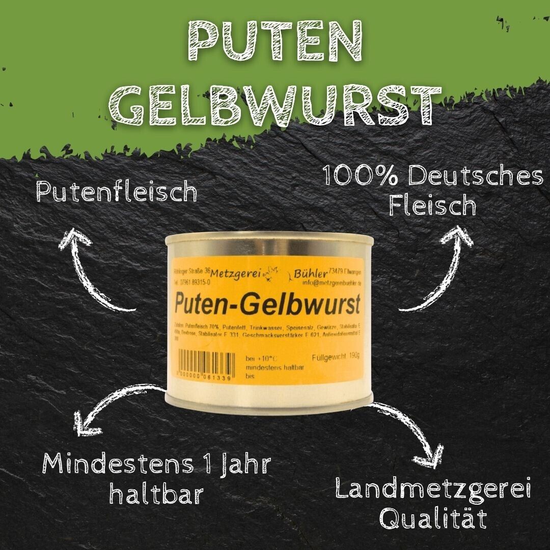 Puten Gelbwurst 190g Dosenwurst Wurstkonserve Metzgerei Bühler Putenfleisch