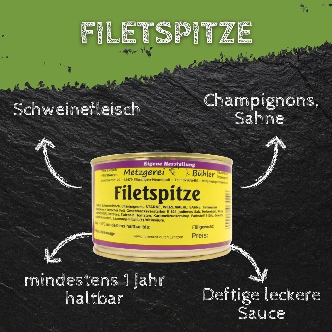 Filetspitzen in Champignon Sahne Sauce Hausmacher Fertiggericht  400g, 800g