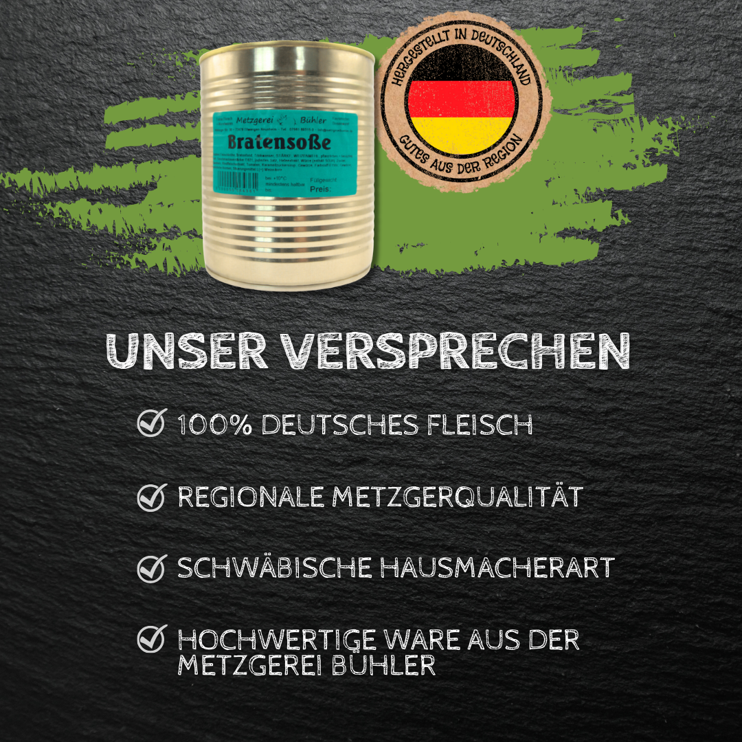 Hausgemachte Bratensoße Fleischbrühe Bratensauce Fertiggericht Soße in der Dose