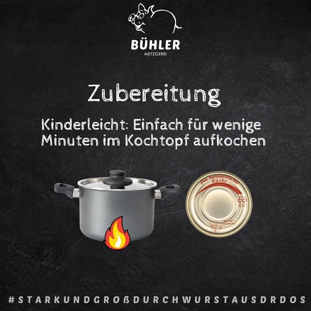 Eingemachtes Kalbfleisch 600g Fertiggericht in der Dose Fleischkonserve Metzger