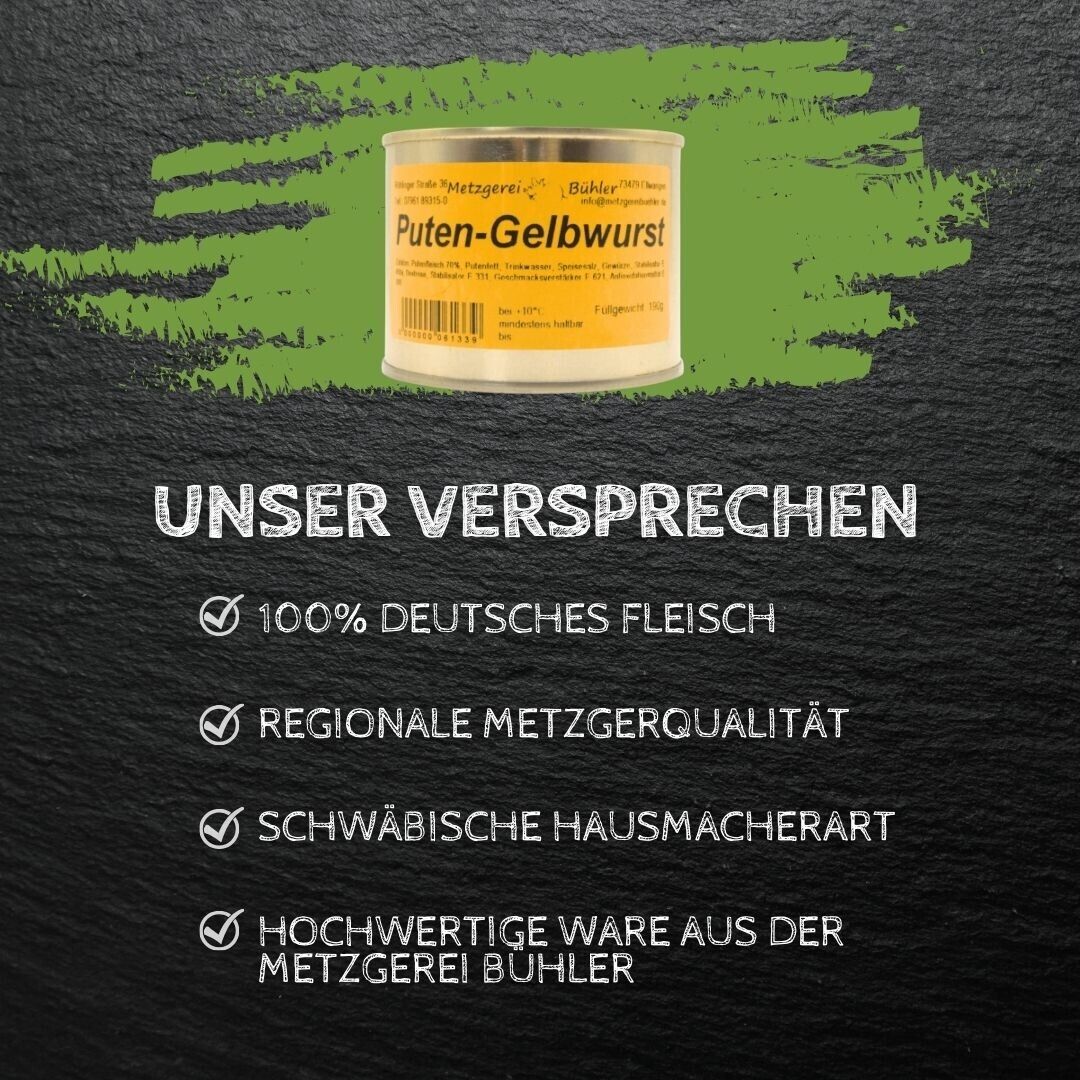 Puten Gelbwurst 190g Dosenwurst Wurstkonserve Metzgerei Bühler Putenfleisch