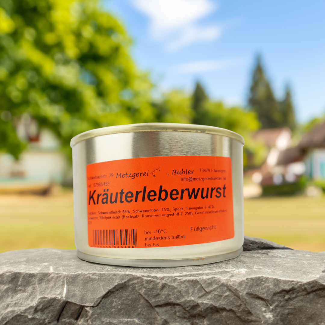Kräuter Leberwurst Dosenwurst 120g-400g Wurstkonserve | Metzgerei Bühler